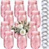 Tioncy Decorative Mason Jars with Lights for Table Centerpieces, Pink, 12-Piece view 1