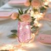 Tioncy Decorative Mason Jars with Lights for Table Centerpieces, Pink, 12-Piece view 4