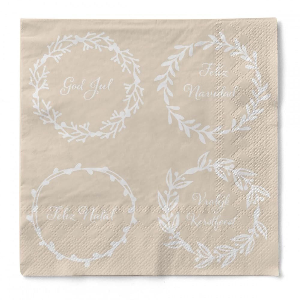 Mank Recycled Tissue Napkins, Brown Christmas, 24 x 24 cm, 150 Count, Duncan
