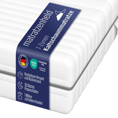 Matratzenheld 7-Zone Wellness Mattress 90 x 200 cm, H3 (80–100 kg), 18 cm