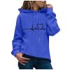 CGGMVCG Women's Heartbeat Graphic Hoodie, Blue, M view 1