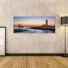 islandburner Ship and Lighthouse Canvas Wall Art, 120 x 40 cm Panorama view 2
