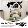 Acrylic World Map Wall Clock, 1 Set, Creative Black Wall Decor view 3
