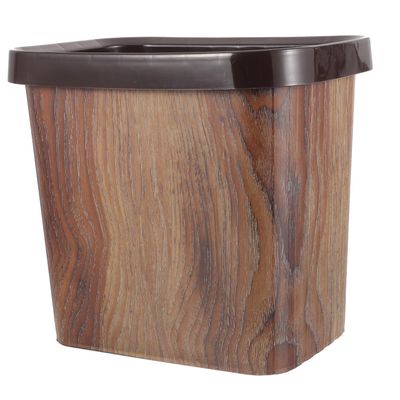 Yardwe Retro 10L Plastic Wastebasket in Wood-Look Finish for Study