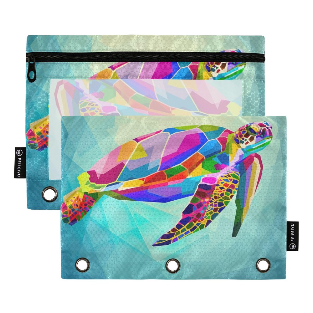 GAIREG Colorful Turtle 3-Ring Binder Pouches, 2-Pack