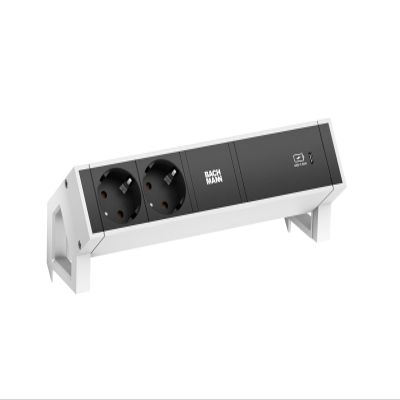 BACHMANN DESK2 2x Grounded Outlets, USB-C Charger 60 W, 0.2 m GST18, White