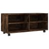 Homgoday TV Stand with Casters, Smoked Oak, 90 x 35 x 35 cm view 2
