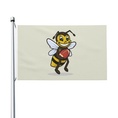 The Bee Holding the Rugby Ball Flag, 90 x 150 cm, Double-Sided