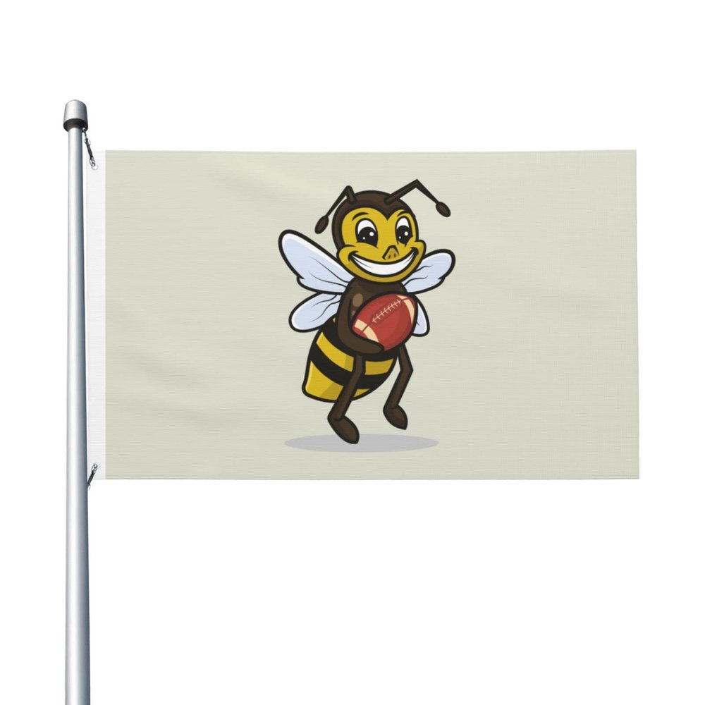The Bee Holding the Rugby Ball Flag, 90 x 150 cm, Double-Sided