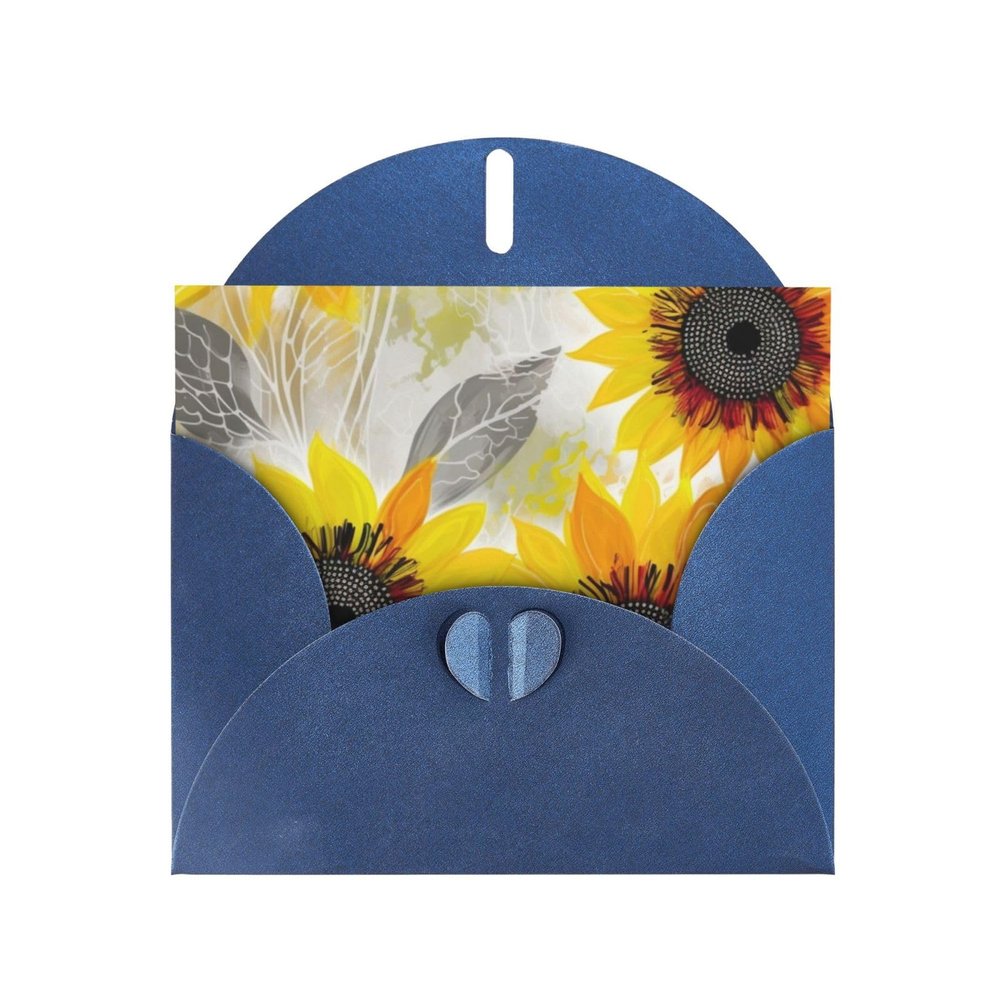 VACSAX Greeting Cards with Envelopes, Abstract Sunflower Print, Pearlescent Paper, 4 x 6 in
