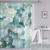 Shower Curtain 180 x 200 cm, Teal, Cream and White, Thick Polyester, Mold-Resistant, Waterproof, with Stainless Steel Eyelets view 1