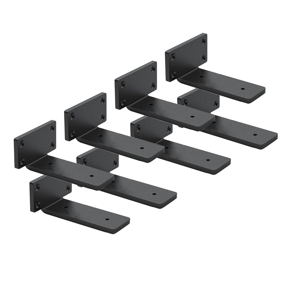 8-Pack Floating Shelf Brackets, 12.7 cm, 0.6 cm Thick, Heavy-Duty Hidden Iron Brackets with Screws
