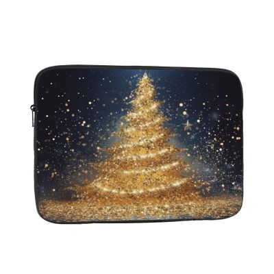 Golden Glitter Christmas Tree Slim Laptop Sleeve