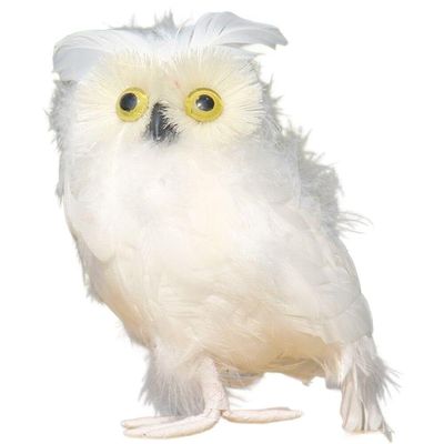 Ericetion Furry Owl Christmas Ornament, White Feathered Owl Decor