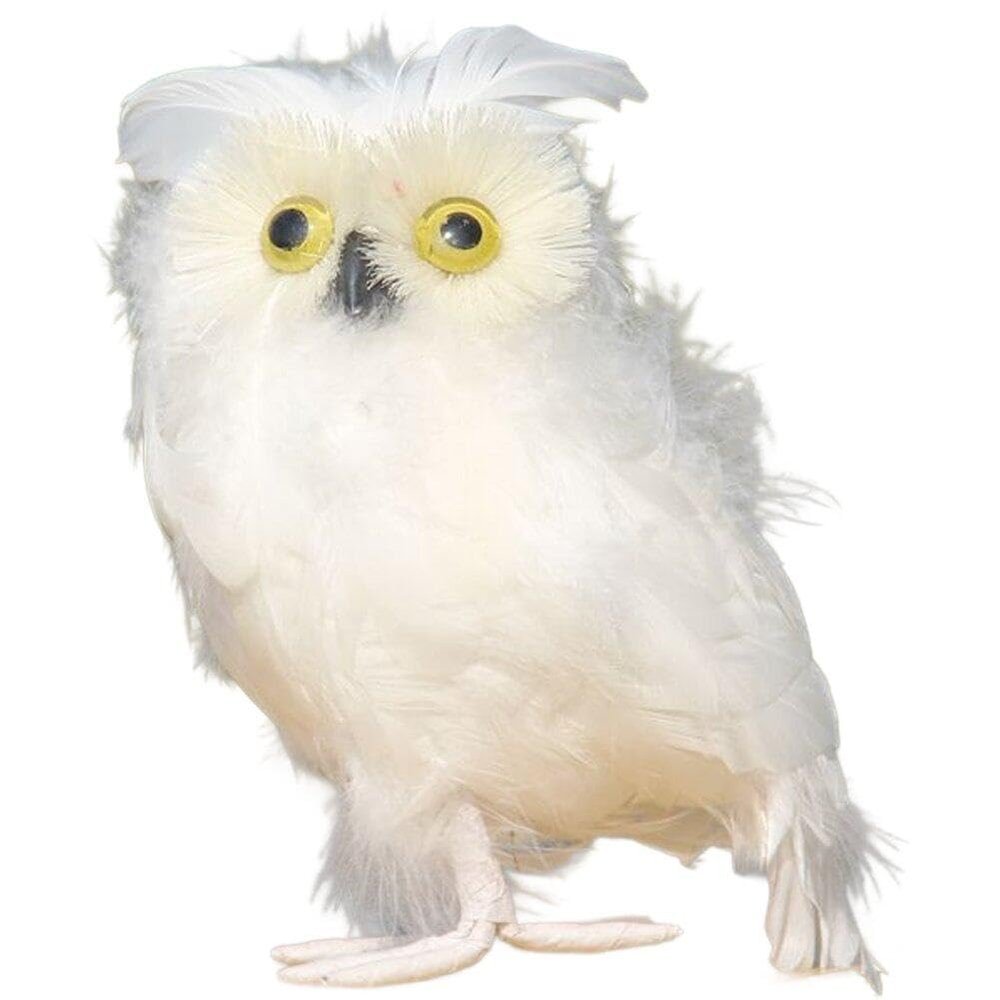 Ericetion Furry Owl Christmas Ornament, White Feathered Owl Decor