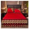 ELYSYSRL 3-Piece Velvet Ruffled Bed Skirt Set, 200x220 cm, Color #18 view 1