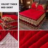 ELYSYSRL 3-Piece Velvet Ruffled Bed Skirt Set, 200x220 cm, Color #18 view 2