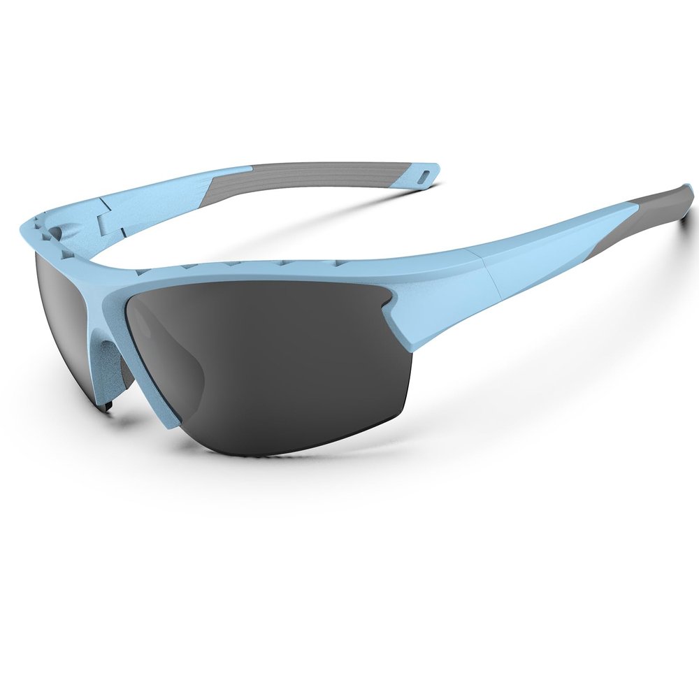 HAAYOT Polarized Sports Sunglasses for Men and Women, Lightweight Flexible TR92 Frame, Matte Sky Blue & Gray