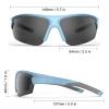 HAAYOT Polarized Sports Sunglasses for Men and Women, Lightweight Flexible TR92 Frame, Matte Sky Blue & Gray view 2