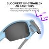 HAAYOT Polarized Sports Sunglasses for Men and Women, Lightweight Flexible TR92 Frame, Matte Sky Blue & Gray view 3