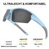 HAAYOT Polarized Sports Sunglasses for Men and Women, Lightweight Flexible TR92 Frame, Matte Sky Blue & Gray view 4