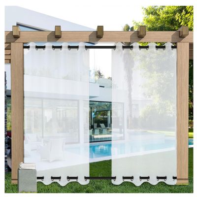 Mewkew Sheer Outdoor Curtain, White, Weatherproof, 202 x 284 cm, 2-Pack