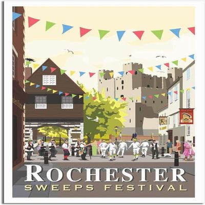 Rochester Sweeps Kent Vintage Travel Poster Canvas Wall Art, Unframed, 60 x 90 cm
