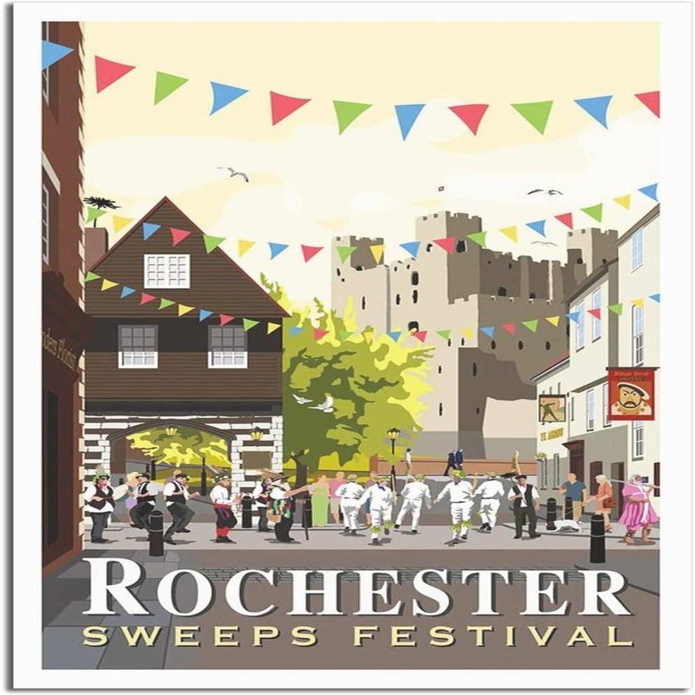 Rochester Sweeps Kent Vintage Travel Poster Canvas Wall Art, Unframed, 60 x 90 cm