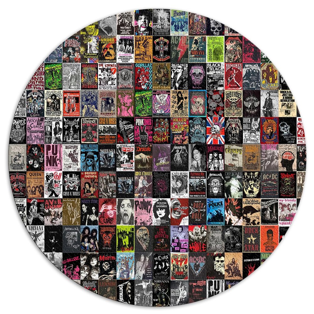 1000-Piece Vintage Collage Round Puzzle for Adults and Children 12+, 67.5 x 67.5 cm