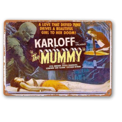 Tin Sign, 1932 The Mummy Movie 3, 30.5 x 20.3 cm, Vintage Wall Decor