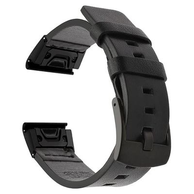 BANDKIT 20/22/26 mm Leather Quick-Fit Smartwatch Band for Garmin Fenix, QuickFit 22 mm, Agate