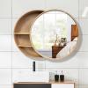 Round Bathroom Mirror Cabinet with Sliding Door, Gold, 50 cm view 2