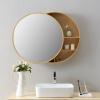 Round Bathroom Mirror Cabinet with Sliding Door, Gold, 50 cm view 3