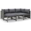 BaraSh 6-Piece Garden Lounge Set with Cushions, Gray Rattan view 3