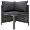 BaraSh 6-Piece Garden Lounge Set with Cushions, Gray Rattan view 4