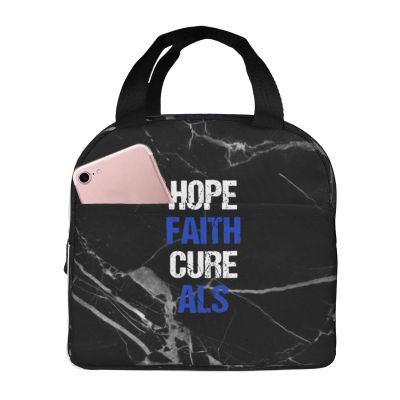 Insulated ALS Awareness Lunch Bag with “Hope Faith Cure”