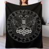 VZXATYOP Viking Thor's Hammer Retro Printed Fleece Blanket, Fenrir Wolf Pattern, Extra-Soft Warm Flannel Throw, Sofa, Home and Sleeping Blanket (Color: A11, Size: 50" x 60") view 1