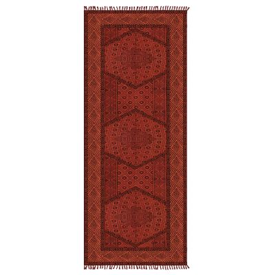 CASAVANI Collection Runner Rug, 76.2 x 712.3 cm, Red Geometric Cotton Dhurrie