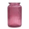 OFFIDIX Glass Vase, Modern Minimalist Column Vase with Vertical Stripes, Rose Red view 1