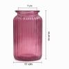 OFFIDIX Glass Vase, Modern Minimalist Column Vase with Vertical Stripes, Rose Red view 2