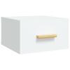Homgoday Wall-Mounted Wooden Nightstand White 35 x 35 x 20 cm view 2