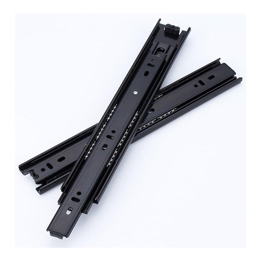 ELICNA 1200 mm Heavy-Duty 3-Section Ball-Bearing Drawer Slides, Full Extension, Side-Mount, Black, 350 mm/14 in