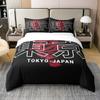 100% Cotton Tokyo Bedding Set 220 x 240 cm, Japanese Duvet Cover with 2 Pillowcases, Red Dragon Design view 1