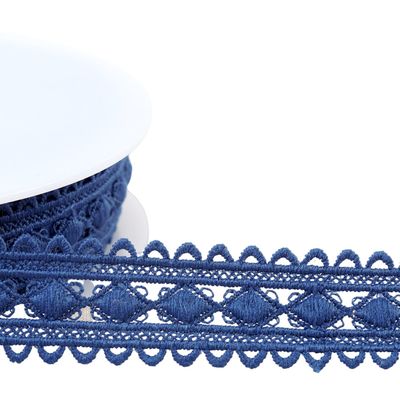MYMERCERIE 13.5 m Spool of 30 mm Navy Blue Diamond Guipure Trim