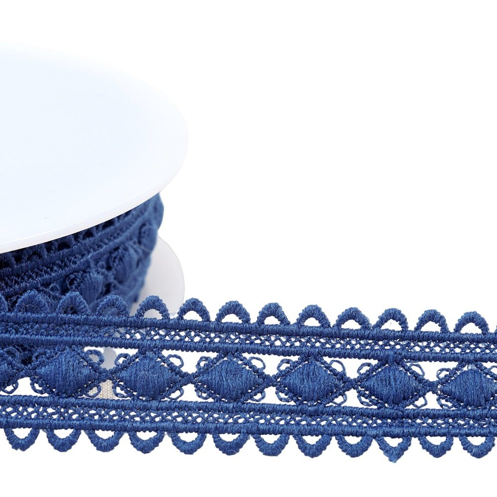 MYMERCERIE 13.5 m Spool of 30 mm Navy Blue Diamond Guipure Trim