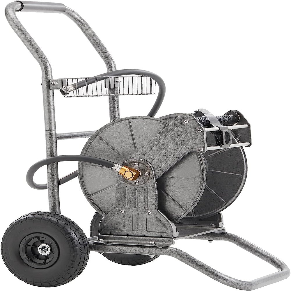 Giraffe Tools Garden Hose Reel Cart with Wheels, Heavy-Duty Metal Hose Reel, 60 m 1/2-Inch Capacity, Mobile Outdoor Hose Cart
