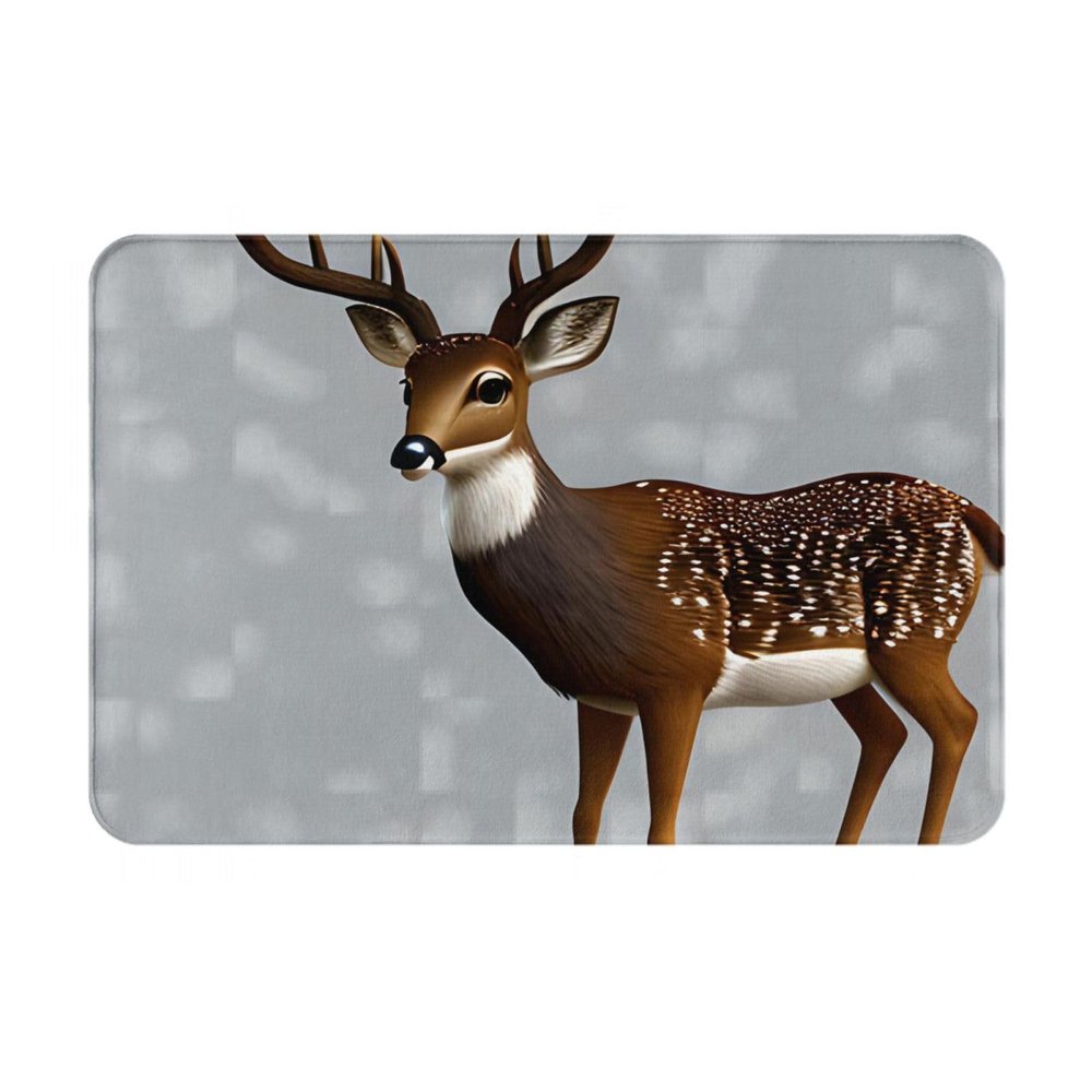 ResKiu Durable Non-Slip Gray Plum Deer Doormat