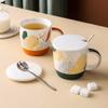 Nff Ceramic Coffee Mug with Lid and Handle, Dark Green, 320 ml view 3