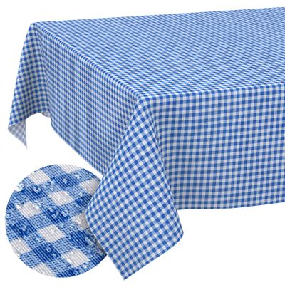 ANRO Washable Blue Gingham Tablecloth 220 x 140 cm