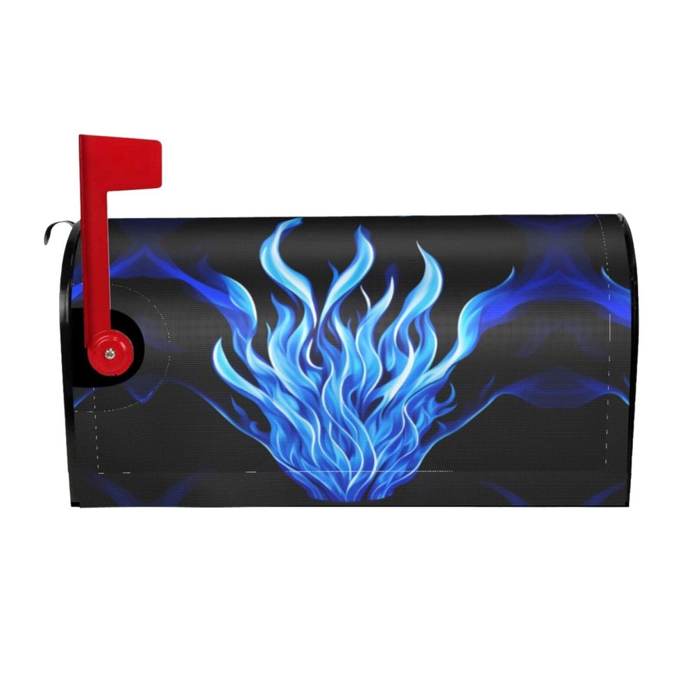 ZISHAK Indigo Flame Magnetic Mailbox Cover, Outdoor Christmas Decoration, Waterproof Oxford Fabric